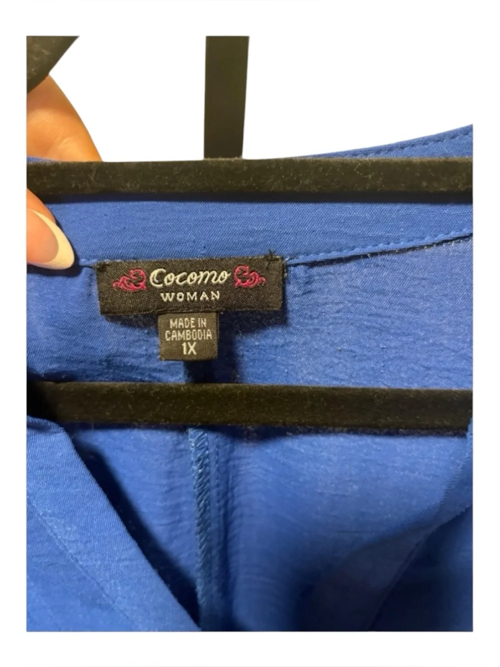 Cocomo Cobalt Blue Split V-Neck Peplum Top - Picture 3 of 3